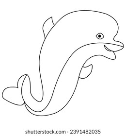 Simple dolphin continuous single line art drawing outline vector illustration