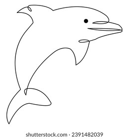 Simple dolphin continuous single line art drawing outline vector illustration
