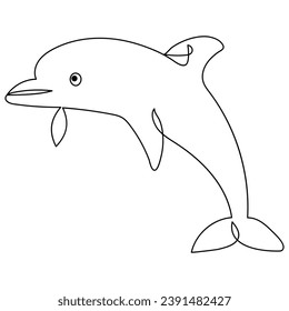 Simple dolphin continuous single line art drawing outline vector illustration