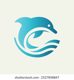 Simple dolphin logo with a blue gradient