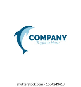 Simple dolphin logo template with blue color