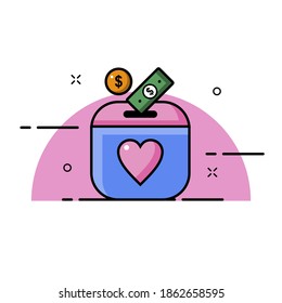 Simple idea de ilustración de donación. Fácil de editar con archivo vectorial. Puede usar para todo el contenido de diseño gráfico. Especialmente sobre eventos sociales.