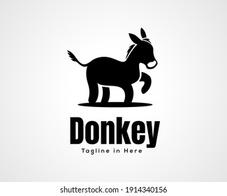 simple donkey horse stand drawing art logo icon symbol design illustration inspiration