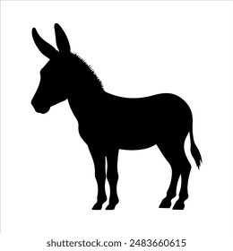 Simple donkey silhouette on white background. Donkey icon flat vector illustration design.