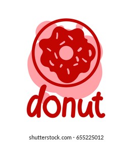 Simple donut color draw.  Vector illustration isolated on a white background.