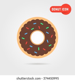 simple donut icon with shadow. concept of emblem, yummy, topping, donut pie. isolated on gray background. flat style trend modern logo design vector illustration