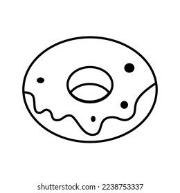 simple donut image, line art donut covered in chocolate