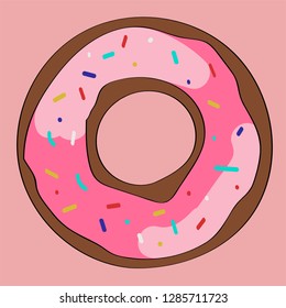 simple donut on a pink background
