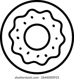 Een eenvoudige donut omtrek vector illustratie, perfect voor bakkerij winkels, food blogs, of een zoete dessert thema design project.