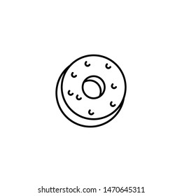 Simple donut pops icon, confectionery black sign, flat line stroke symbol pictogram isolated on white background for bakery, candy shop, mobile app, pictogram, logo, infographics, social media element
