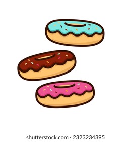 Ilustración simple del vector donut aislada en fondo blanco. Ilustración de la caricatura de Doughnut