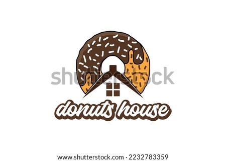 Simple Donuts House for Bakery Store Shop Logo Design
