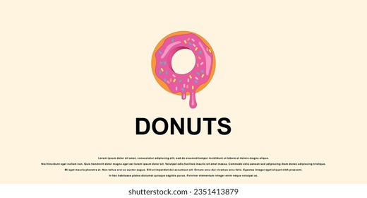 Diseño de logotipo de donuts simples con concepto de color completo| vector premium