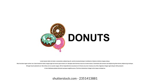 Simple donuts logo design with full color concept| premium vector