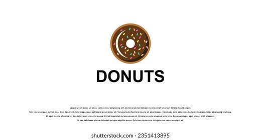 Simple donuts logo design with full color concept| premium vector