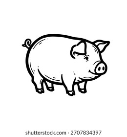 Animais de doodle simples em linha preta limpa arte em um fundo branco, adequado para vários usos criativos e de design