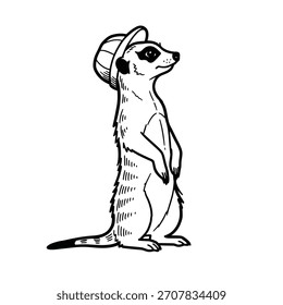Simple doodle animal in clean black line art on a white background, suitable for various creative and design uses