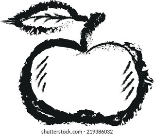 simple doodle apple, charcoal line art vector