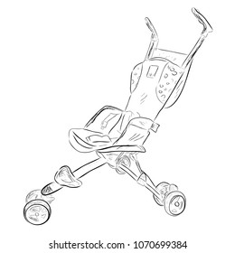 simple doodle baby stroller, isolated on white

