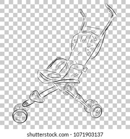 simple doodle baby stroller, at transparent effect background
