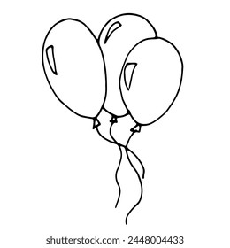 Simple doodle balck and white vector illustration sketch
line art birthday b-day balloons 