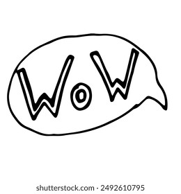 Simple doodle balck and white vector illustration sketch
line art birthday b-day thinking bubbles with "wow" word