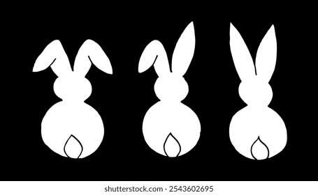 Simple doodle bunny set. White vector rabbit collection