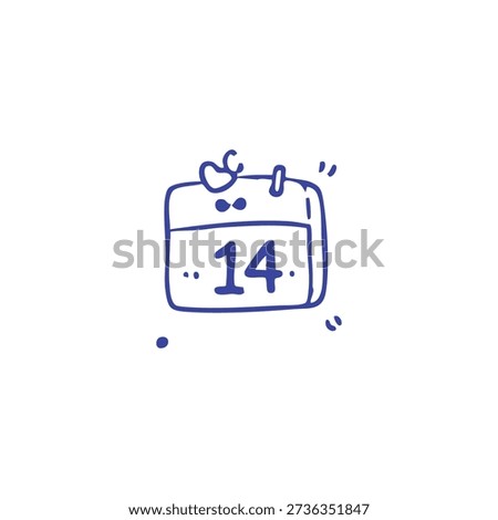 A simple doodle of a calendar page showing the number 14.