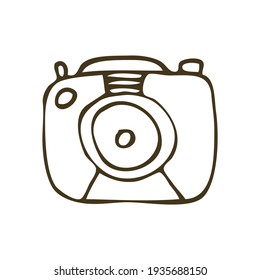 Simple doodle camera on white background vector illustration