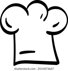 Um simples rabiscar de chapéu de chef, simbolizando culinária, receitas e arte culinária.