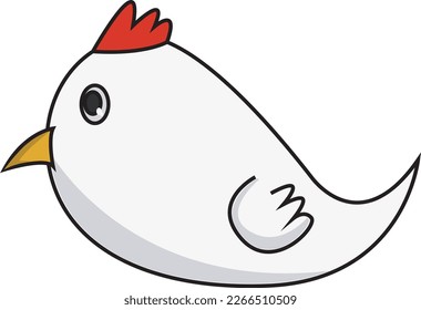 Ilustración simple del vector de pollo con doodle