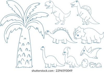 Simple doodle children drawing dinosaur illustration