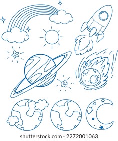 Simple doodle children drawing space illustration