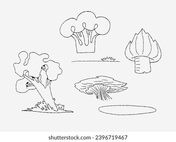 Simple doodle children drawing tree element vector image