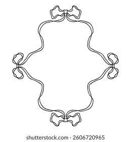 Simple doodle coquette ribbon frame with bows. Perfect print for label, sale, cards, invitations. Hand drawn vector illustration.


