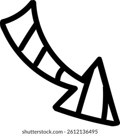 Simple doodle of a curved arrow pointing down.