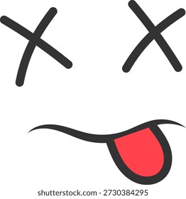 Cara de sonrisa muerta de doodle simple