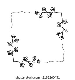 Simple doodle floral frame template for design