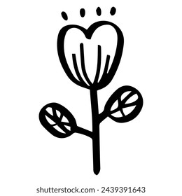 simple doodle flower, black and white ink pen drawing.