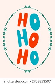 Póster enmarcado Doodle simple Ho Ho Navidades tipografía