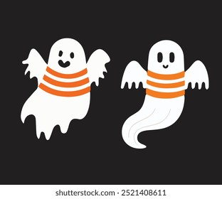 the simple doodle gost which is funny and there are seven characters in it. Gost flat vector set, gost illustration