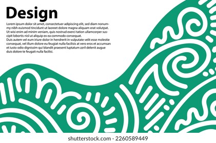 Simple doodle in green color with dummy text. Hand drawn spiral doodle. Doodle for item landpage, wallpaper, wall decor, or any design item and any purposes.