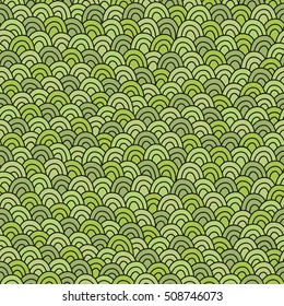 Simple doodle green pattern. Abstract grass seamless background. Vector illustration.