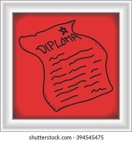 Simple doodle of a hand drawn diploma