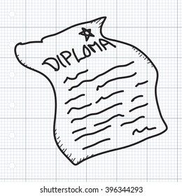 Simple doodle of a hand drawn diploma