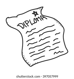 Simple doodle of a hand drawn diploma