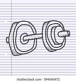 Simple doodle of a hand drawn dumbell