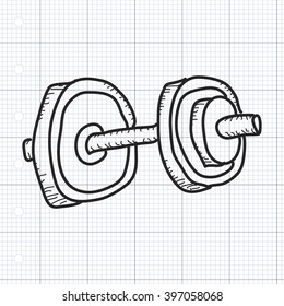 Simple doodle of a hand drawn dumbell
