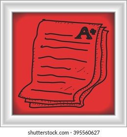 Simple doodle of a hand drawn exam paper showing an A plus
