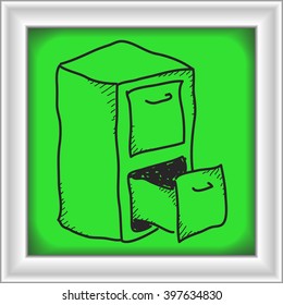 Simple doodle of a hand drawn filing cabinet